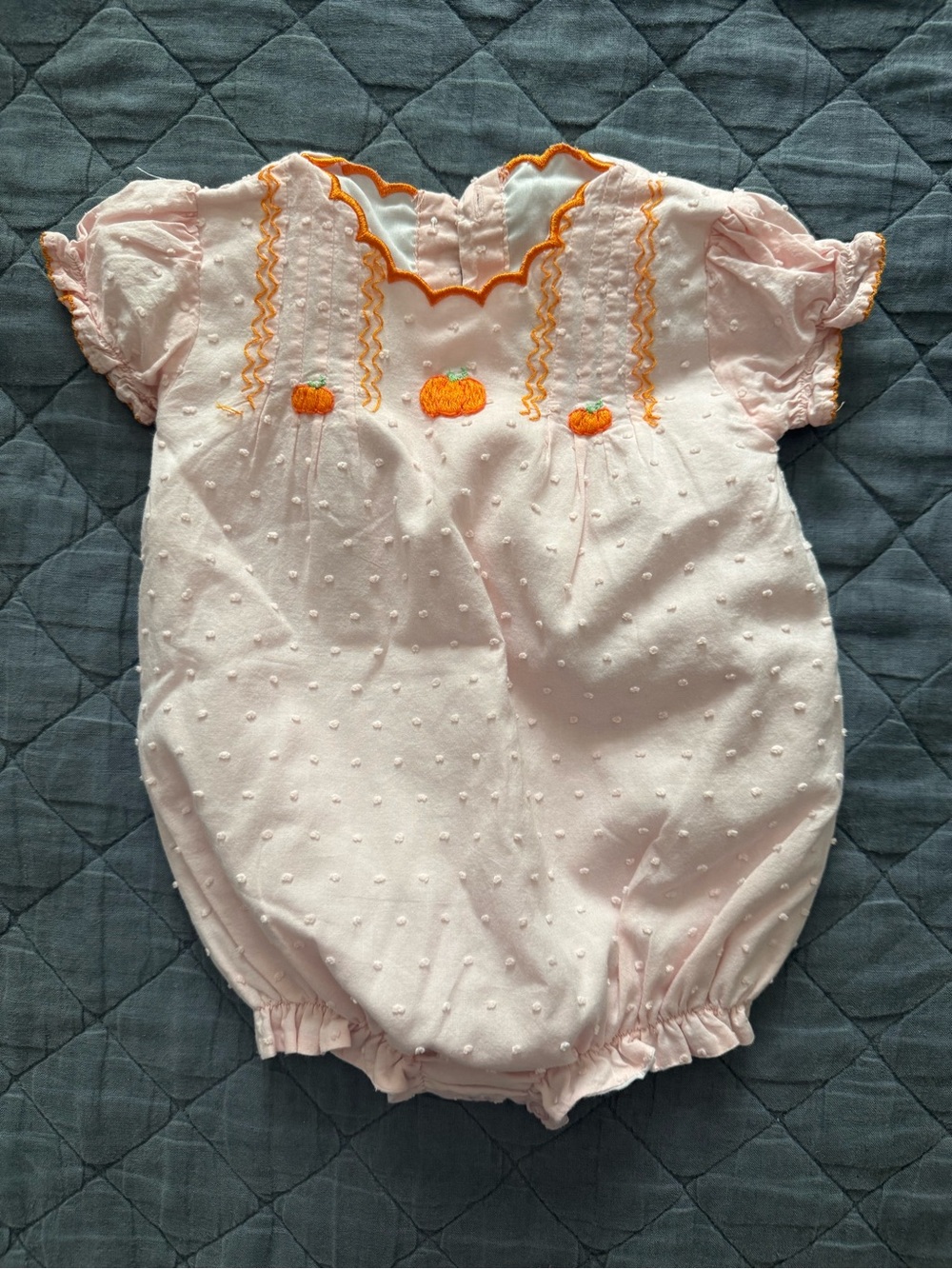 Pink Baby One-Piece with Pumpkin Appliqué